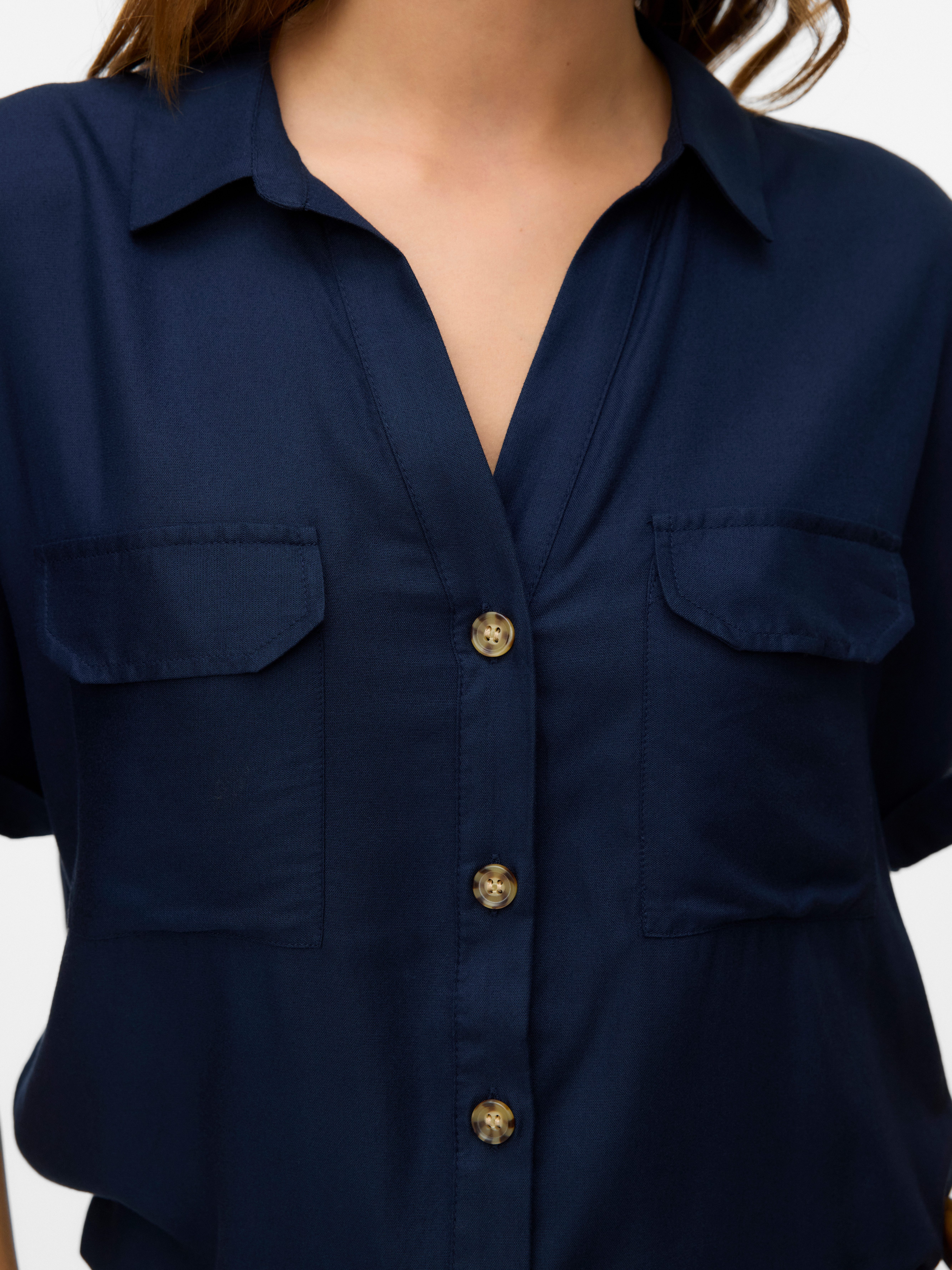 Vero Moda Kurzarmbluse VMBUMPY S/S SHIRT WVN GA NOOS Viskose, regular fit
