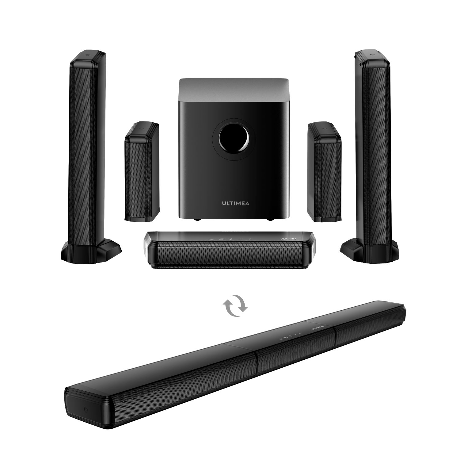 Ultimea Apollo S70 Ultra mit RGB Licht Soundbar 7.1-Kanal Virtual-Surround Sound System (Soundbar für Smart-TV mit 2 Surround-Lautsprechern, 410 W, 6,5'' Subwoofer, App-Steuerung, HDMI ARC)