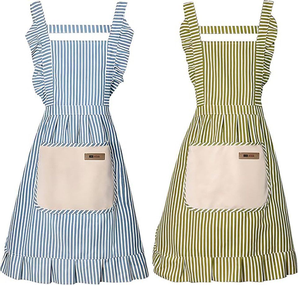 Kaket Kochschürze 2er-Set Baumwolle Gestreift mit Tasche, (Kochschürzen-Set günstig online kaufen