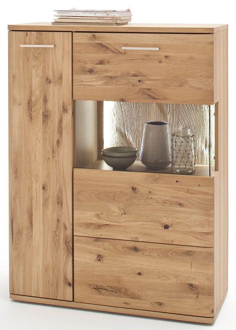 MCA furniture Vitrine Highboard 1 Santori, Eiche Bianco, ohne Beleuchtung
