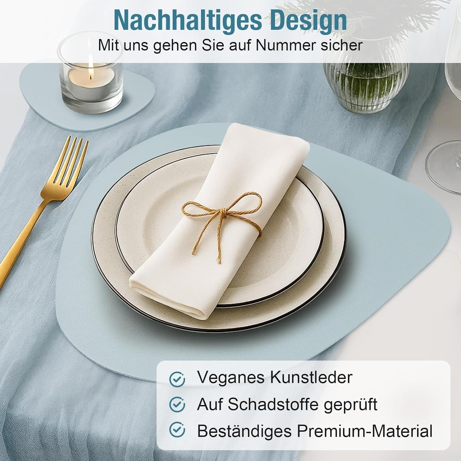 Youyijia Platzset 6er Set Tischset aus Leder-Imitat, Starke rutschfeste – Bild 2 von 5