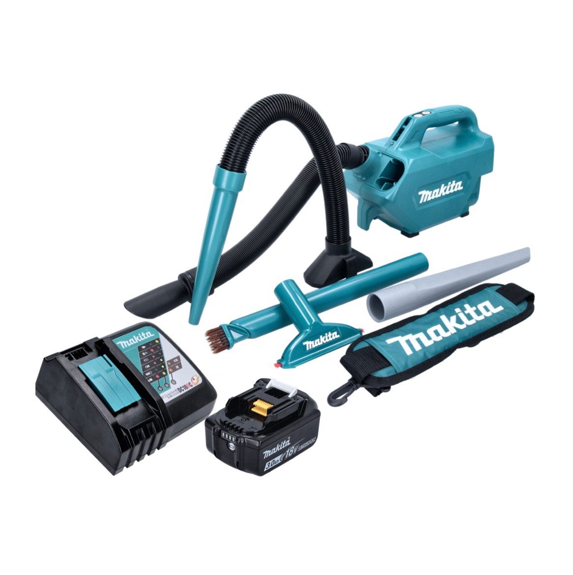 Makita Akku-Handstaubsauger DCL 184 RF1 Akku Staubsauger 18 V 54 mbar 0,5 l + 1x Akku 3,0 Ah