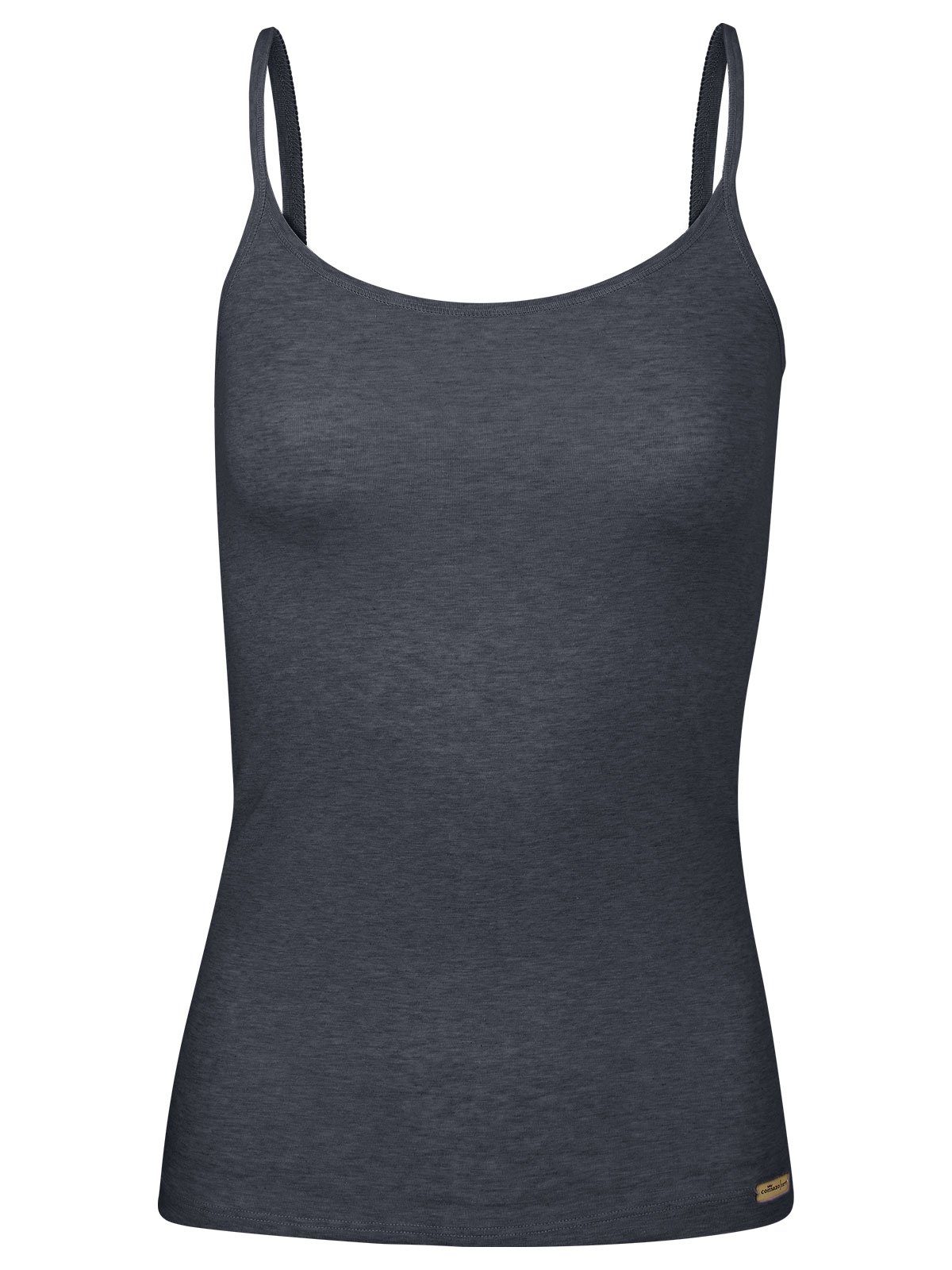 COMAZO Achseltop Damen Baumwoll Spaghettiträgerhemd (Stück, 1-St) Vegan marine-melange