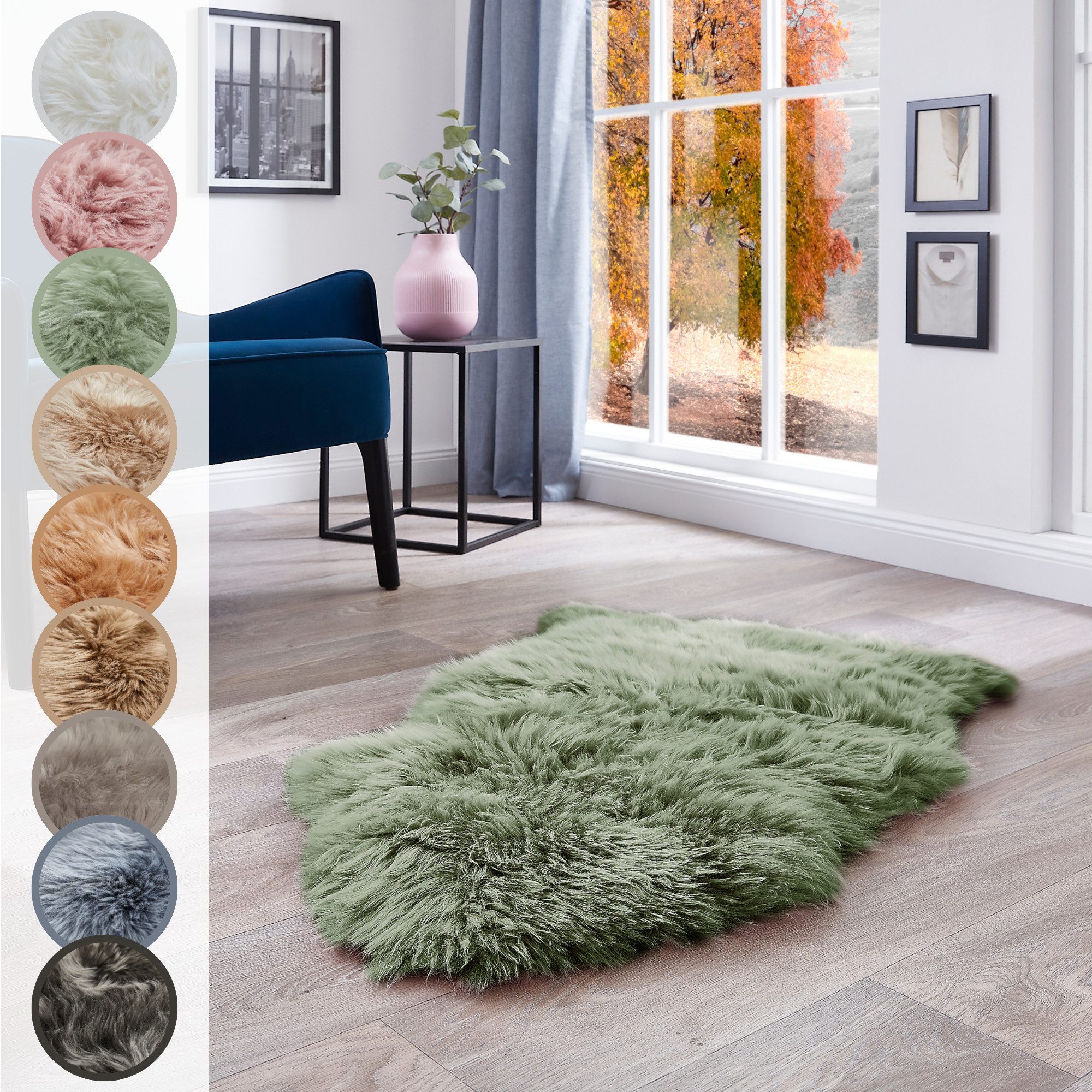 LUXOR living Fellteppich Schaffell Namika, fellförmig, Höhe: 50 mm, echtes Lammfell, weich & flauschig, große Farbauswahl, in 2 Größen