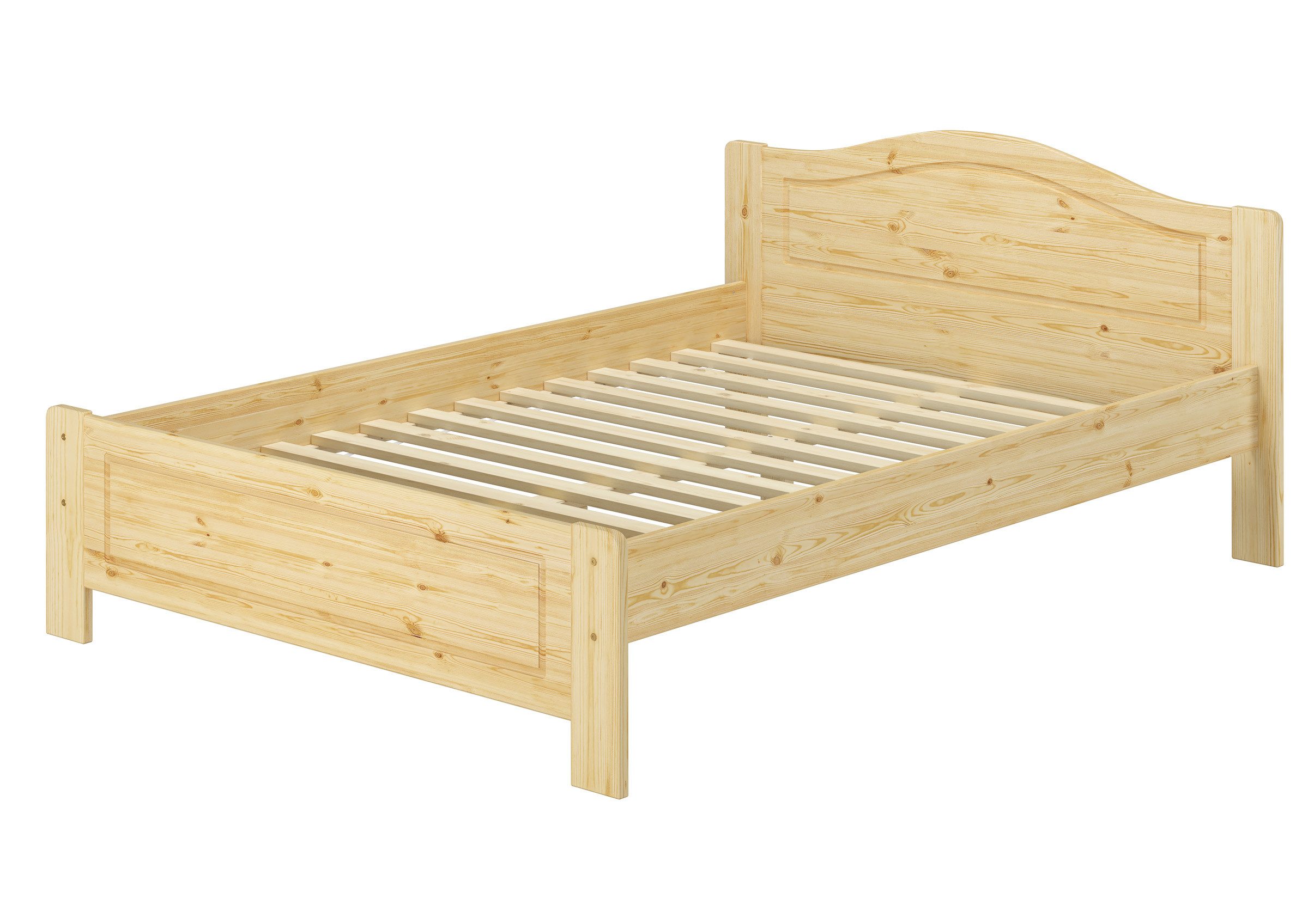 ERST-HOLZ Bett Klassisches Holzbett 140 x 200 mit Rost, Kieferfarblos lackiert