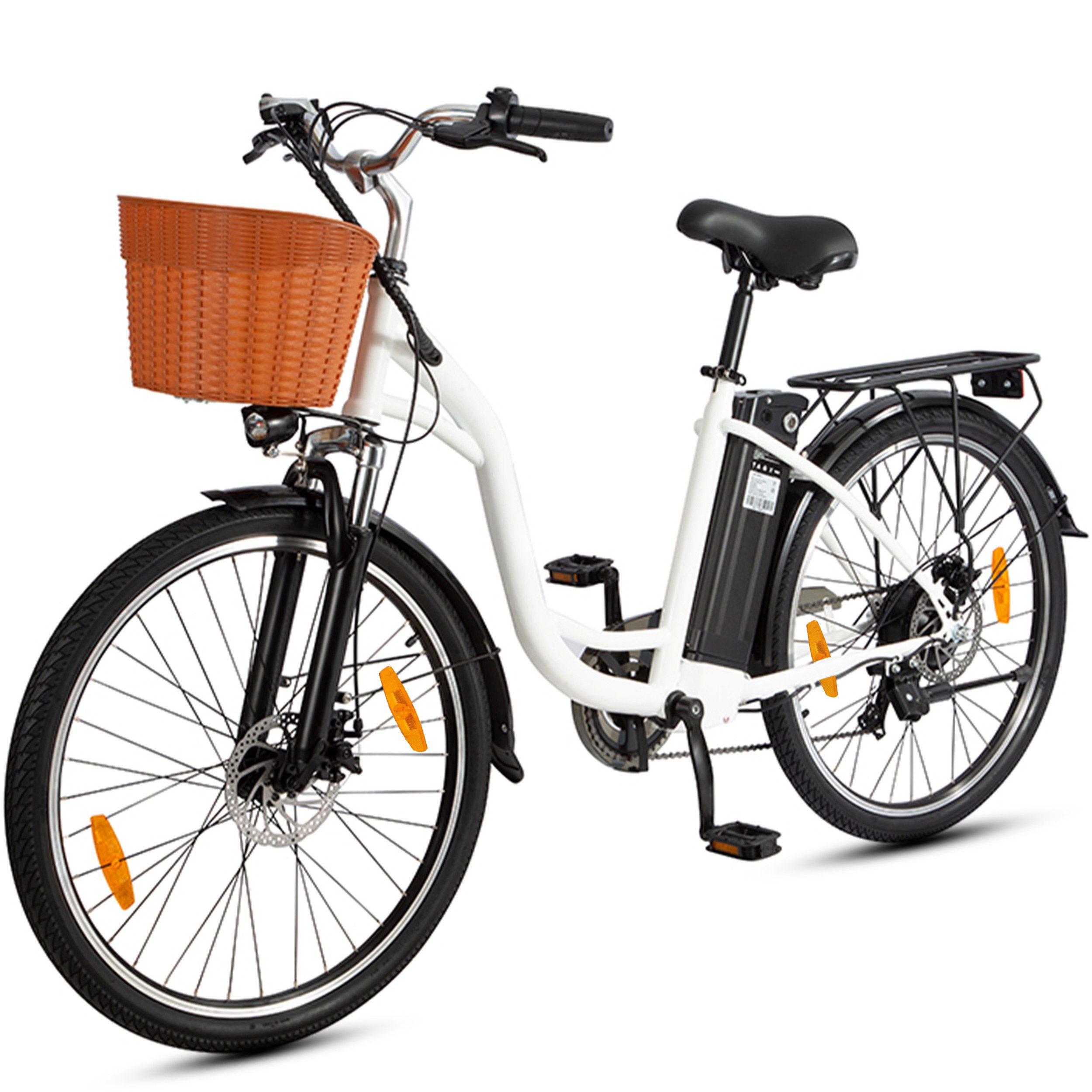 Vankel E-Bike Cityrad Elektrofahrrad 26 Zoll Damen 450WH 36V Herren Ebike Cityrad, Pedelec, 6 Gang, Kettenschaltung, Heckmotor, 450 Wh