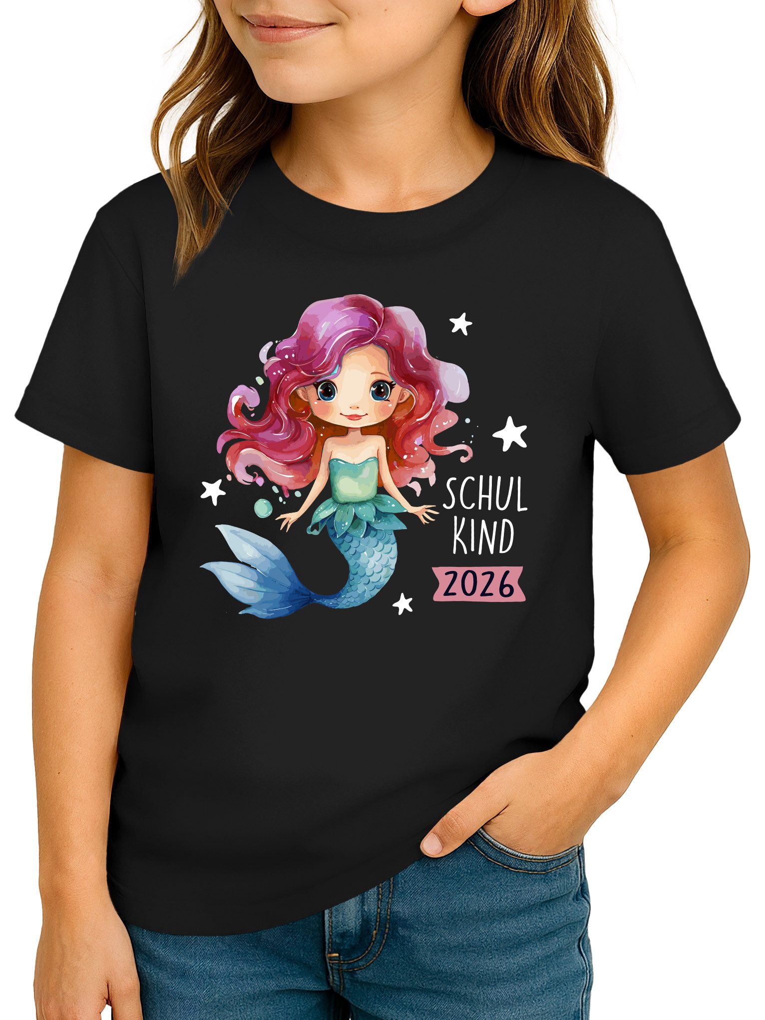 SpecialMe Print-Shirt Mädchen Einschulung T-Shirt 2026 Meerjungfrau – Schulkind 2026 Shirt