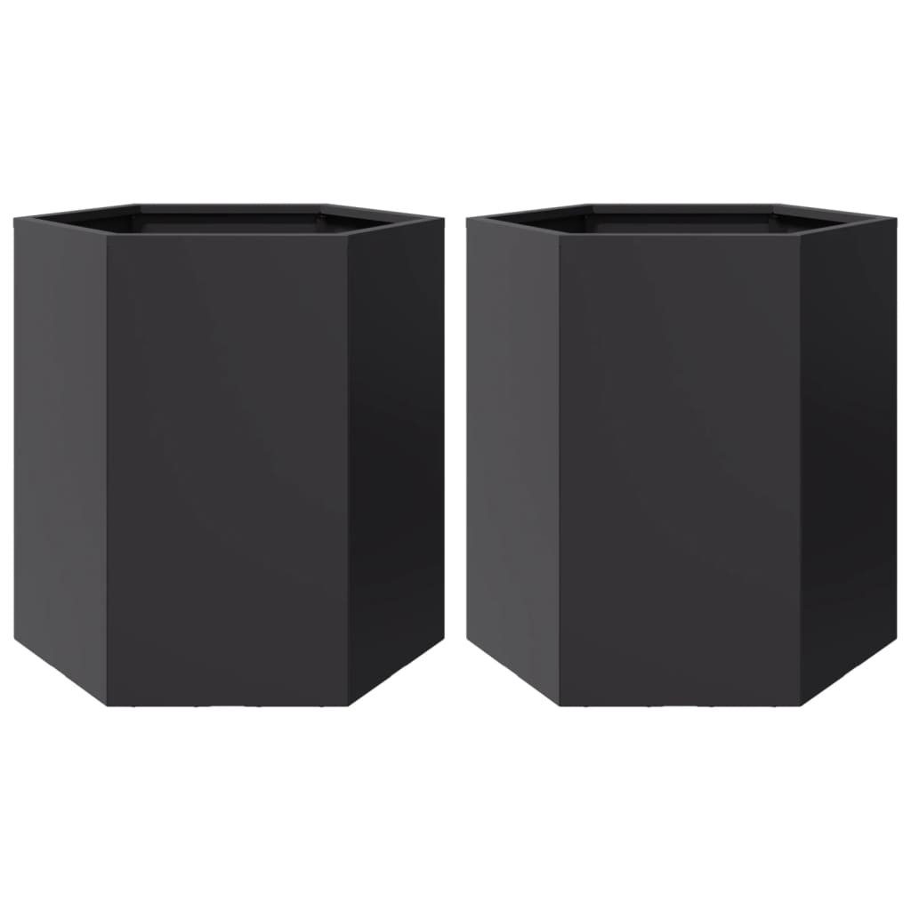 vidaXL Blumentopf Garten-Pflanzgefäße 2 Stück Schwarz günstig online kaufen