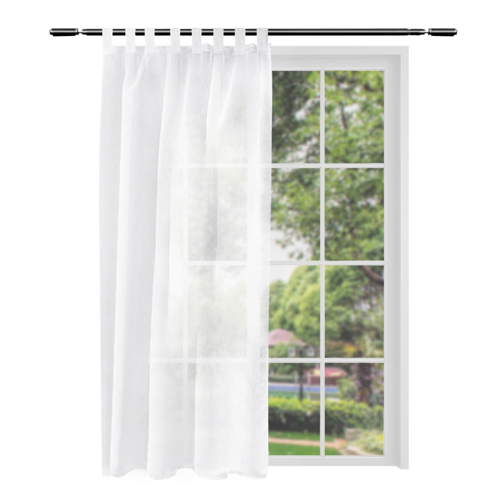 Woltu Gardine (1 St), halbtransparent, mit Schlaufen Leinen Landhaus Optik günstig online kaufen