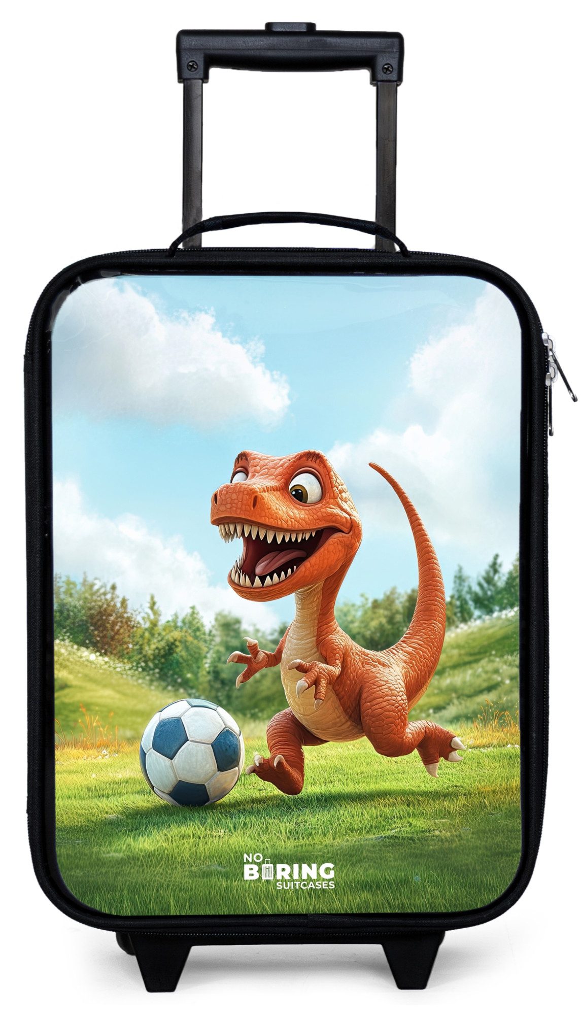 NoBoringSuitcases.com© Kinderkoffer mit leuchtende Räder - Fußball - Dino - Sport, 2 Rollen, Kinder Koffer Klein, Trolley Handgepäck, Reisekoffer