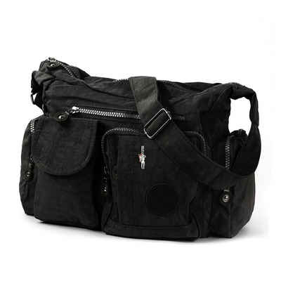 BAG STREET Schultertasche Bag Street Damenhandtasche Schultertasche (Schultertasche), Schultertasche Nylon, schwarz ca. 32cm x ca. 20cm