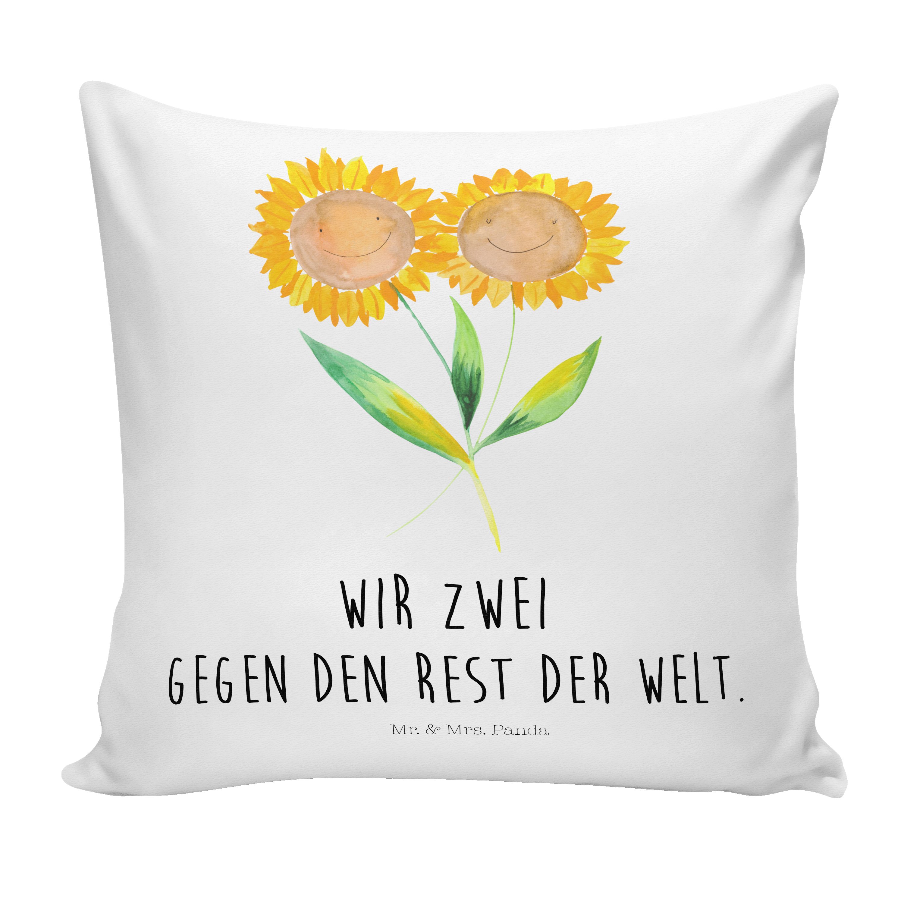 - Geschenk, Sofakissen, Dekokissen, Mrs. Deko Frühlings - Panda Sonnenblume Mr. & Dekokissen Weiß