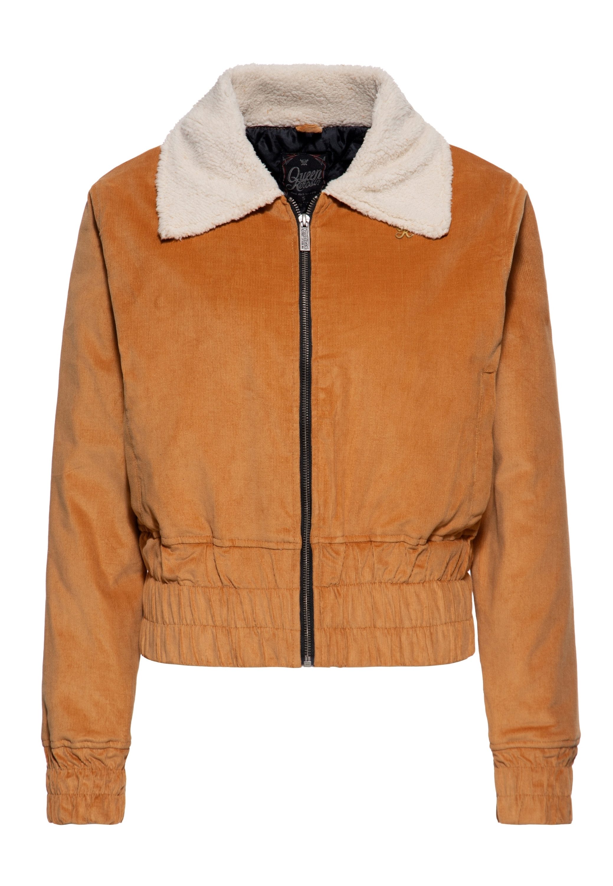 QueenKerosin Winterjacke (1-St) in Feincord mit Sherpa-Kragen günstig online kaufen