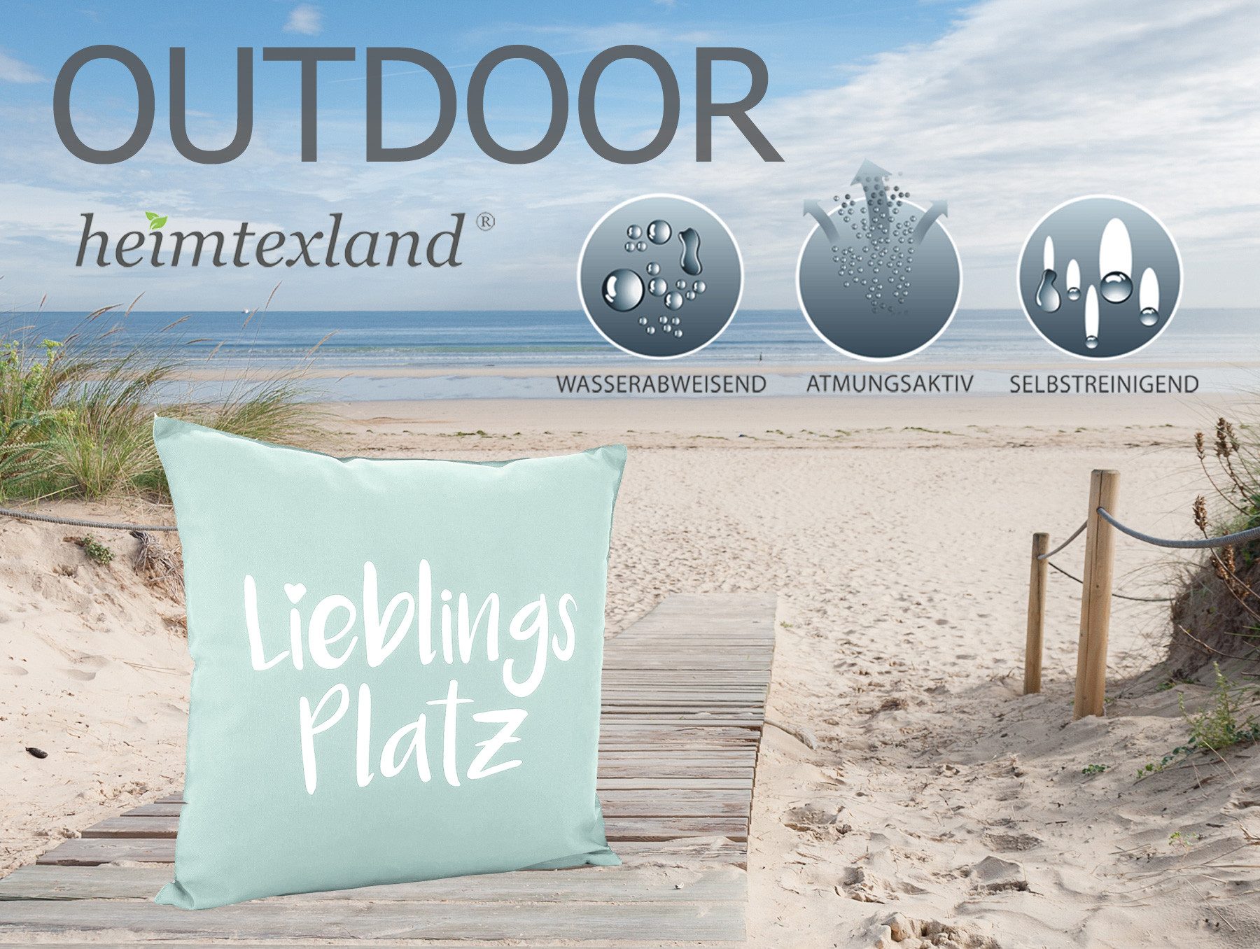 heimtexland Dekokissen Outdoorkissen Garten Deko Outdoor Kissen Maritim, schmutz- und wasserabweisend