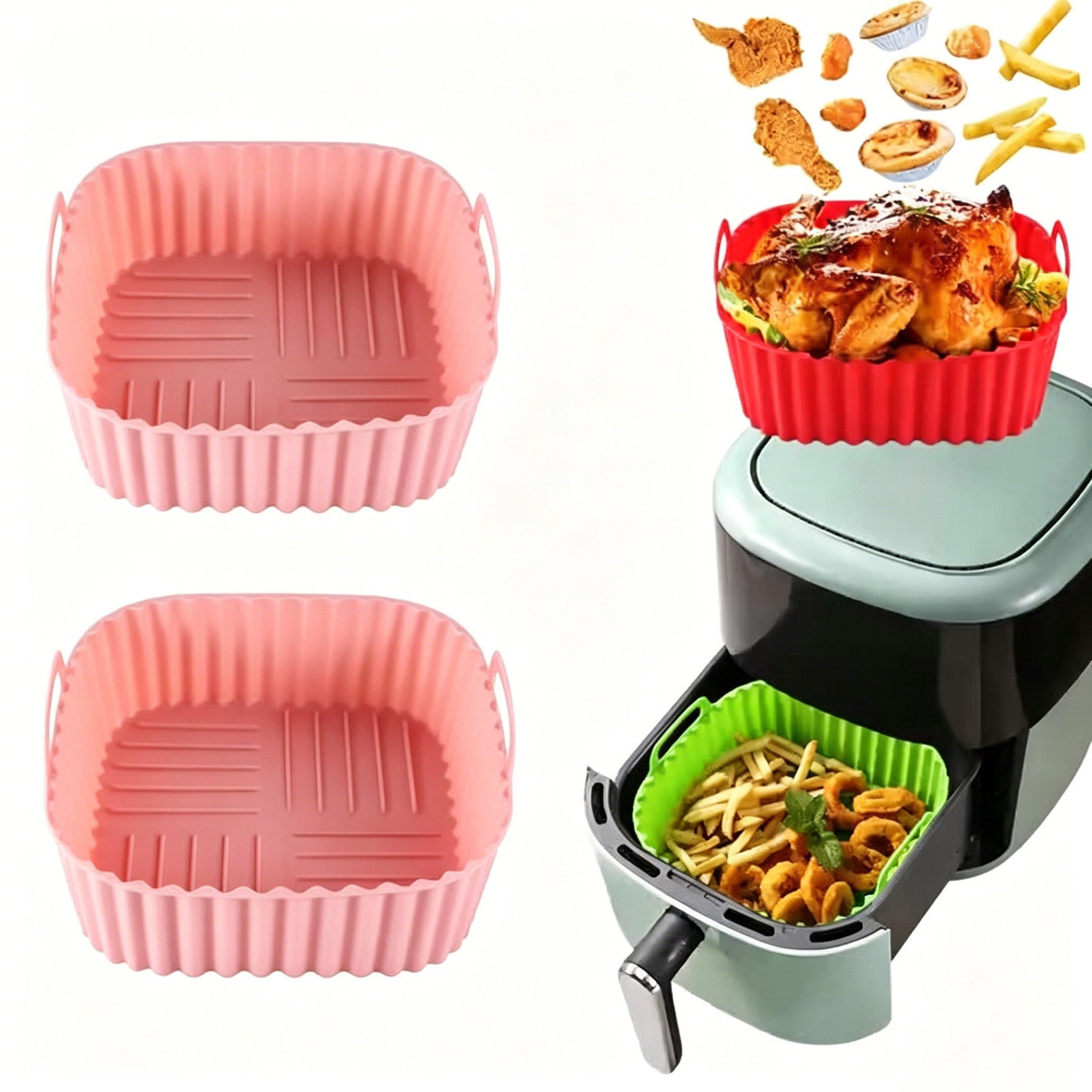 Agger Silikonform Silikon-Backformen für Heißluftfritteuse, 2er-Set, Hitzebeständige Airfryer-Backformen für Küche & Backen