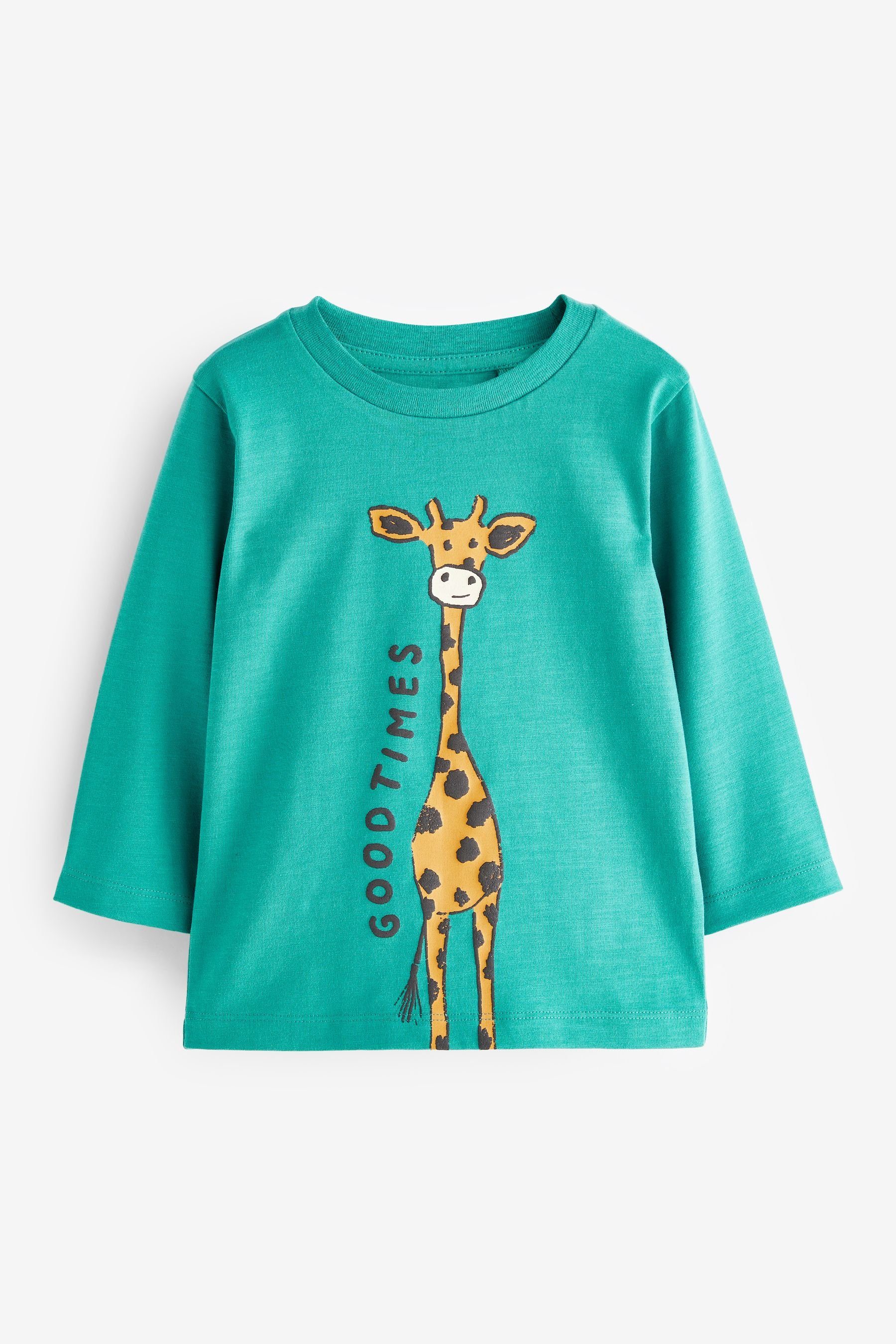 Next Langarmshirt Langärmeliges T-Shirt mit Motiv (1-tlg) Teal Blue Giraffe