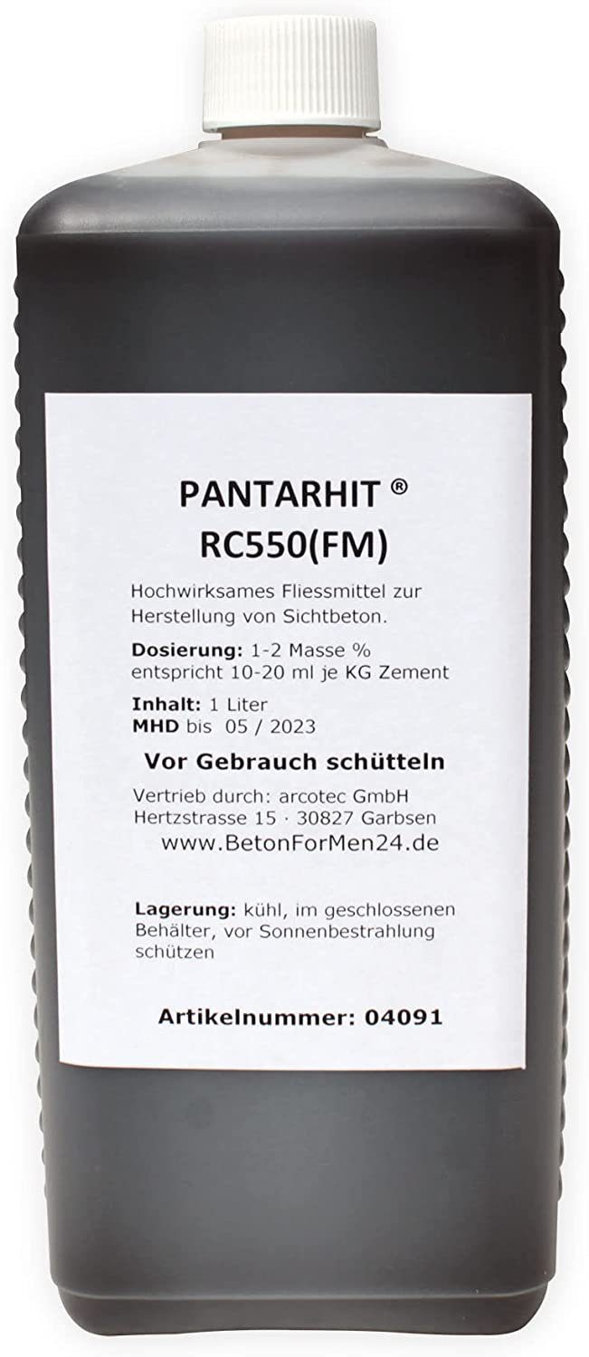 @tec Leichtbeton-Bauplatte Pantarhit RC550, (1-St), Beton-Zusatzmittel, Fliessmittel, Betonverflüssiger, Plastifizierer, 1 Liter, für, Betonform, Schalungsform, Gießform