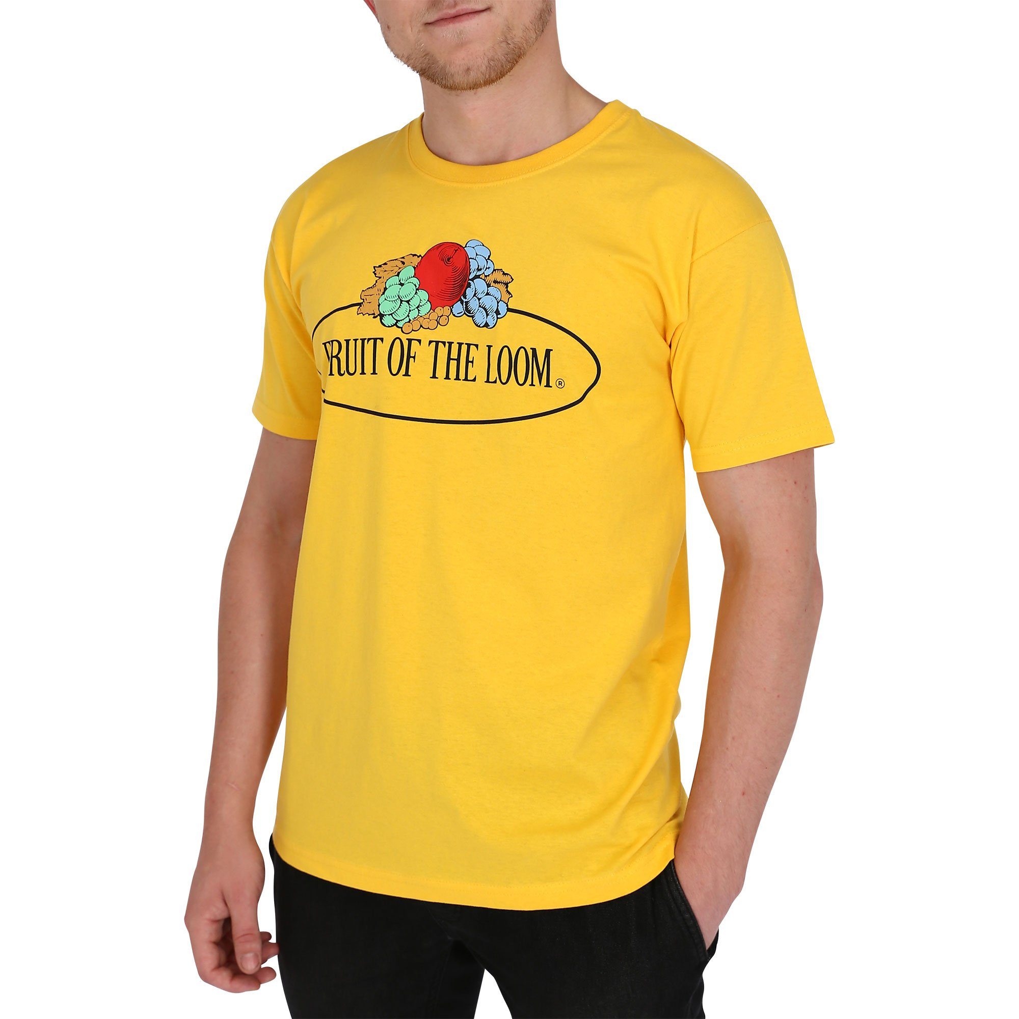 Fruit of the Loom Rundhalsshirt Fruit of the Loom Fruit of the Loom T-Shirt mit Vintage Logo sonnenblumengelb