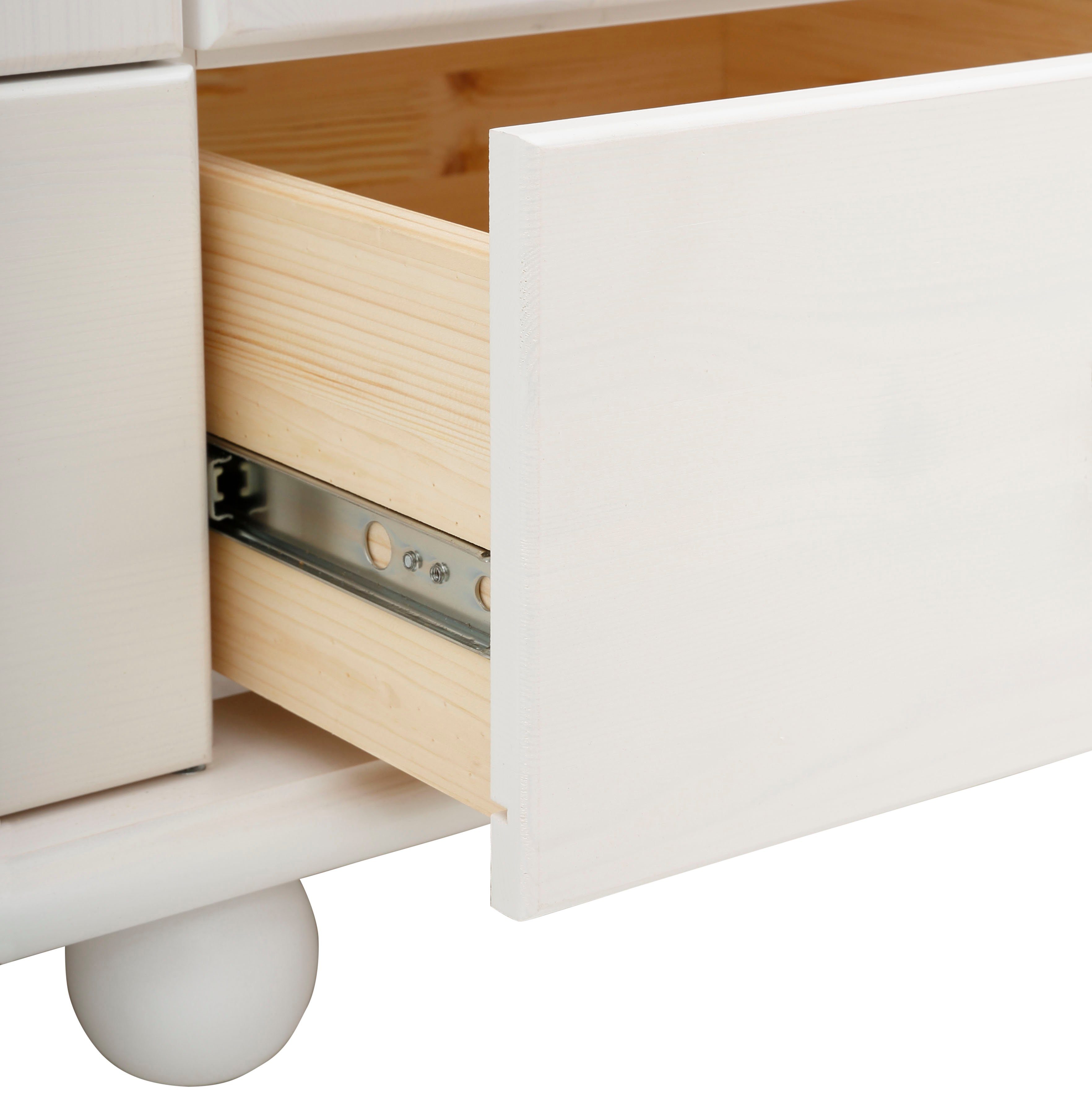 OTTO home Drehtürenschrank "Aimo", 3 türig, Landhausstil, Kassetten (B/H/T ca. 152/191/59 cm) aus Massivholz; FSC®-Holz, Messinggriffe, Schubladen, stabile Qualität