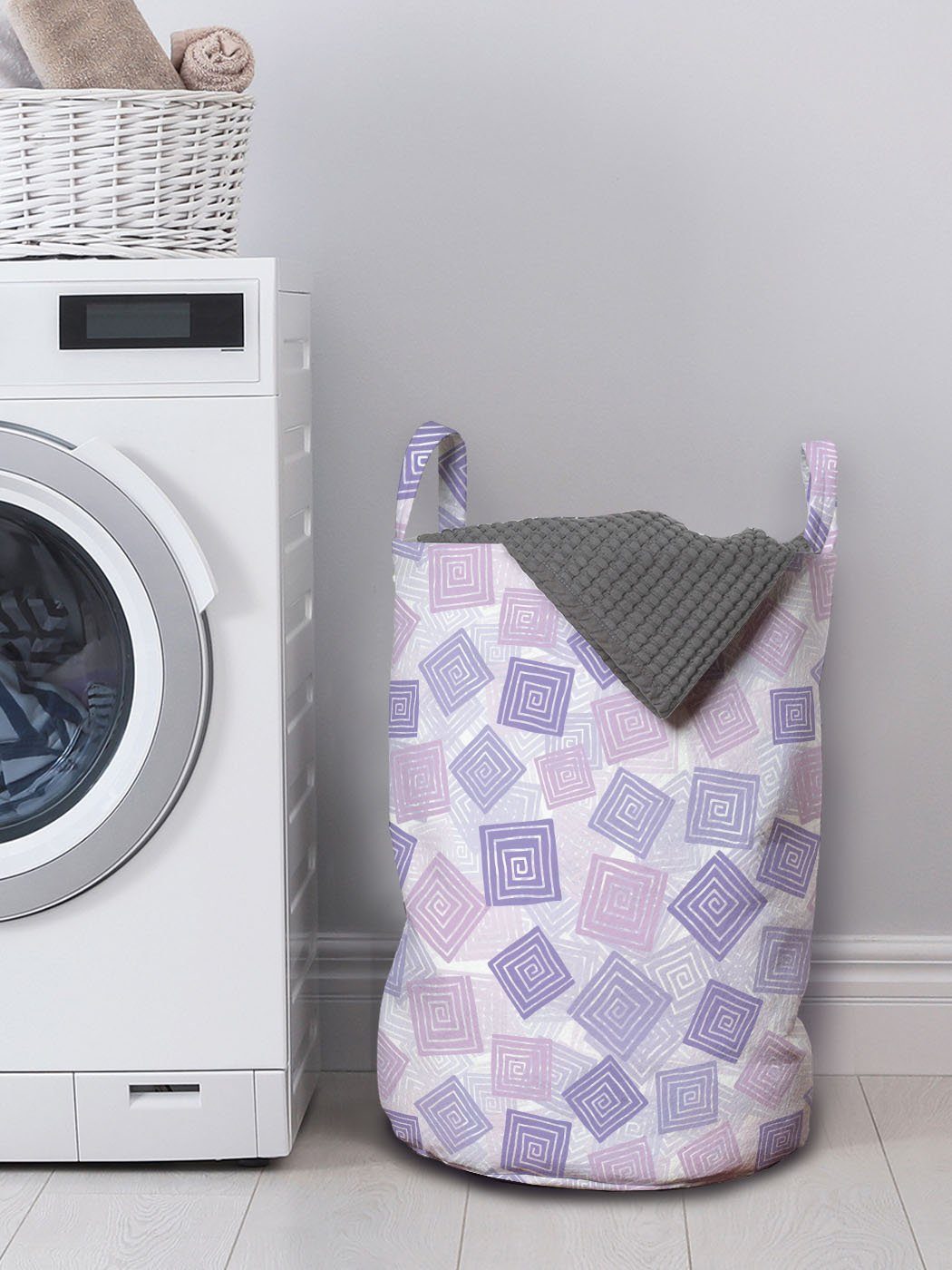 Abakuhaus Wäschesäckchen Waschsalons, für mit Geometrisch Aufwändige Kordelzugverschluss Spirale-Muster Griffen Wäschekorb