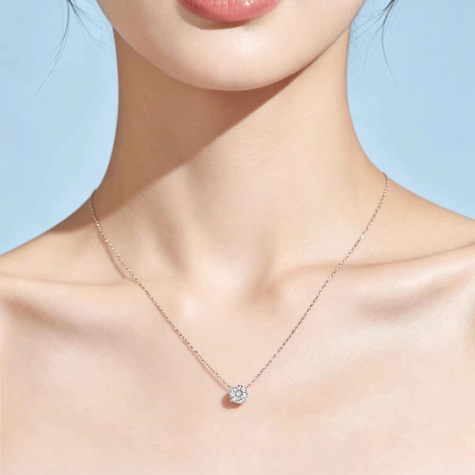 Jumpeak Kette mit Anhänger 14k Gold,IGI-Zertifikat, Damenhalskette, Halskette mit Diamantanhänger