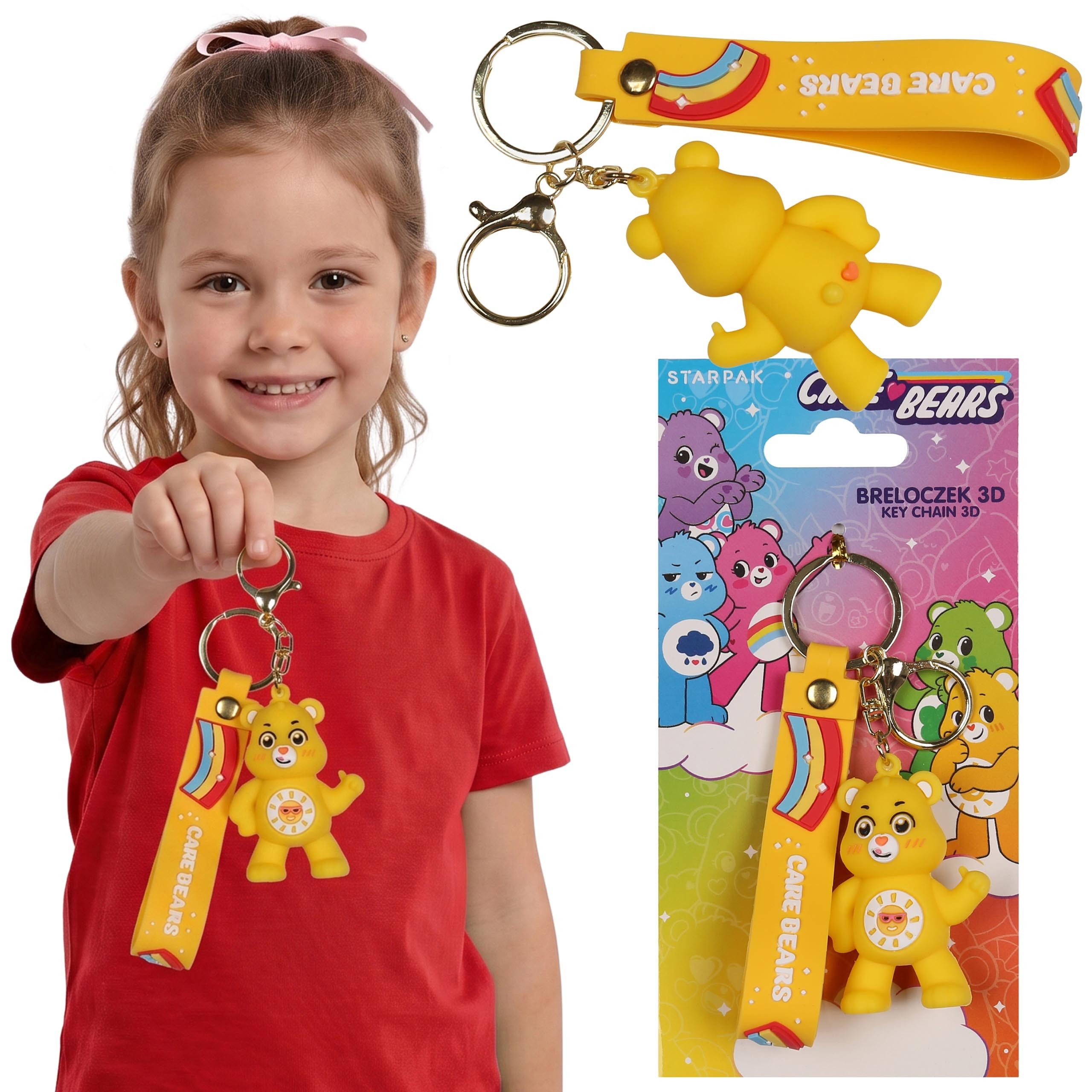 Sarcia.eu Schlüsselanhänger Care Bears Gelber 3D Schlüsselanhänger, Gummianhänger für den Rucksack
