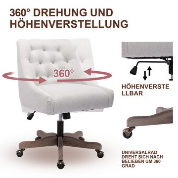 Fine Life Pro Bürostuhl 360°-drehender Bürostuhl mit vorderer und hinterer Schaukel Bürostuhl, ergonomisch gestaltete breite Rückenlehne und Holzbeine