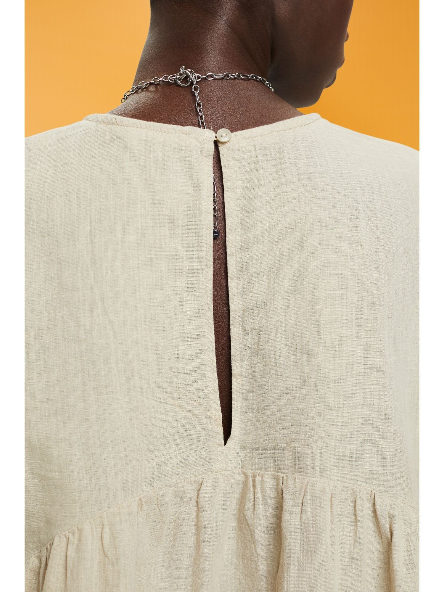 Esprit Baumwolle GREEN mit kurzen Kurzarmbluse DUSTY Ärmeln Bluse aus nachhaltiger