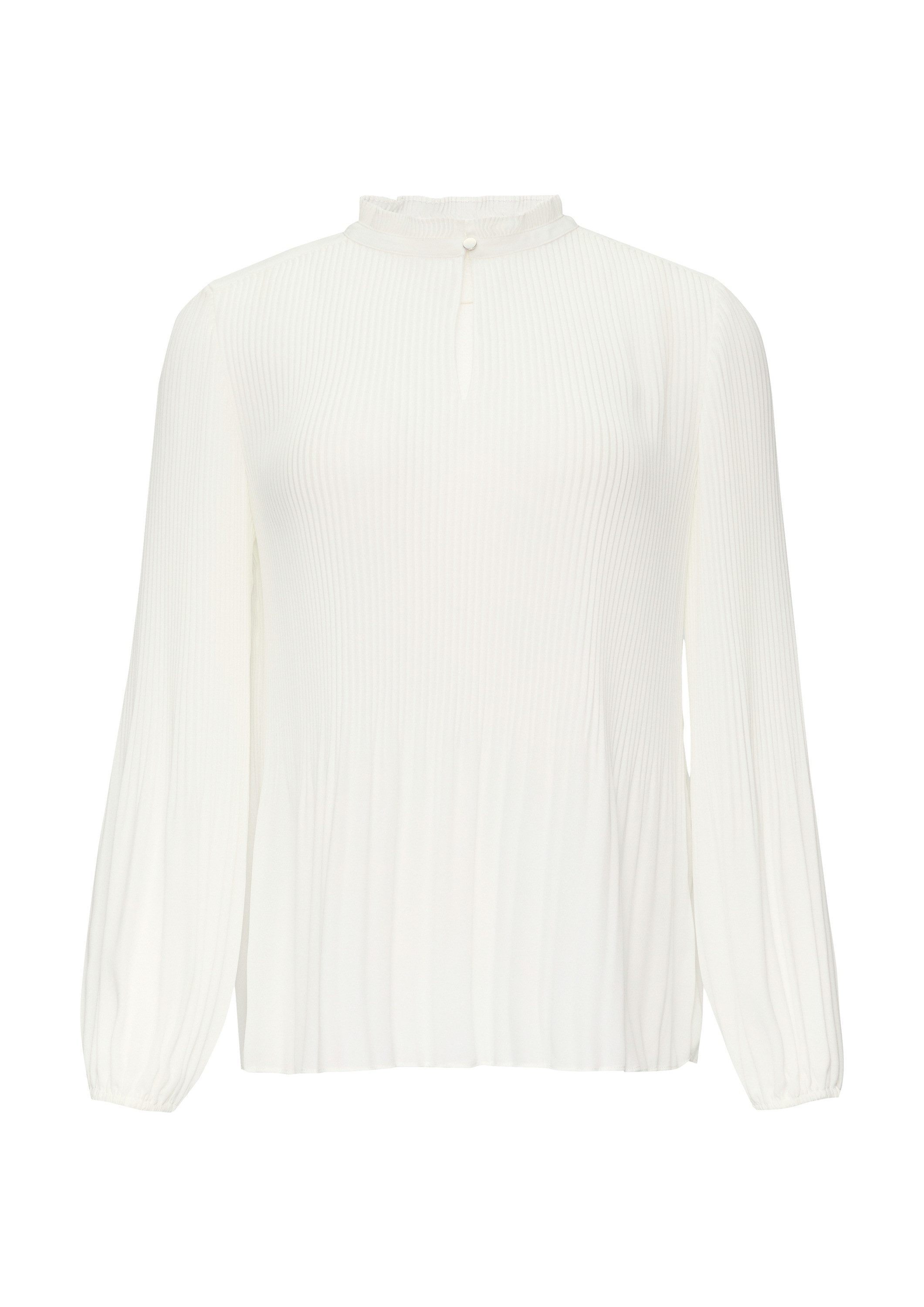 s.Oliver Langarmbluse Bluse Plissierte Bluse aus Crêpe mit Stehkragen