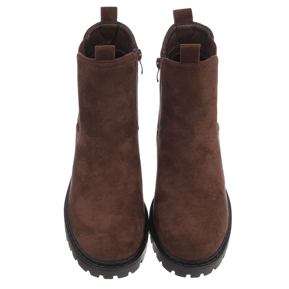 Ital-Design Bequemer Schlupfschuh für Damen mit stilvollem Design Chelseaboots (90927444) Blockabsatz Stiefeletten in Braun