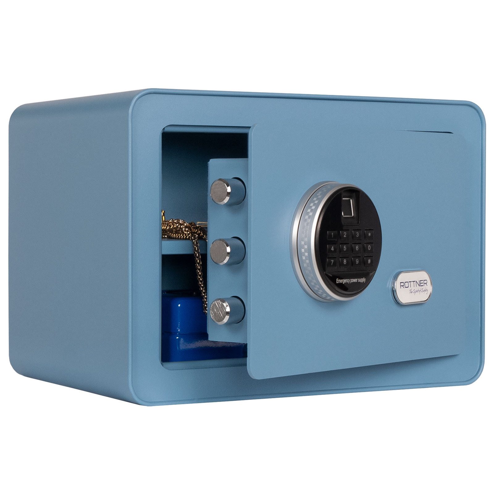 ROTTNER Möbeltresor Vintage Serie Elektronikschloss inkl. Fingerprint (Blau)