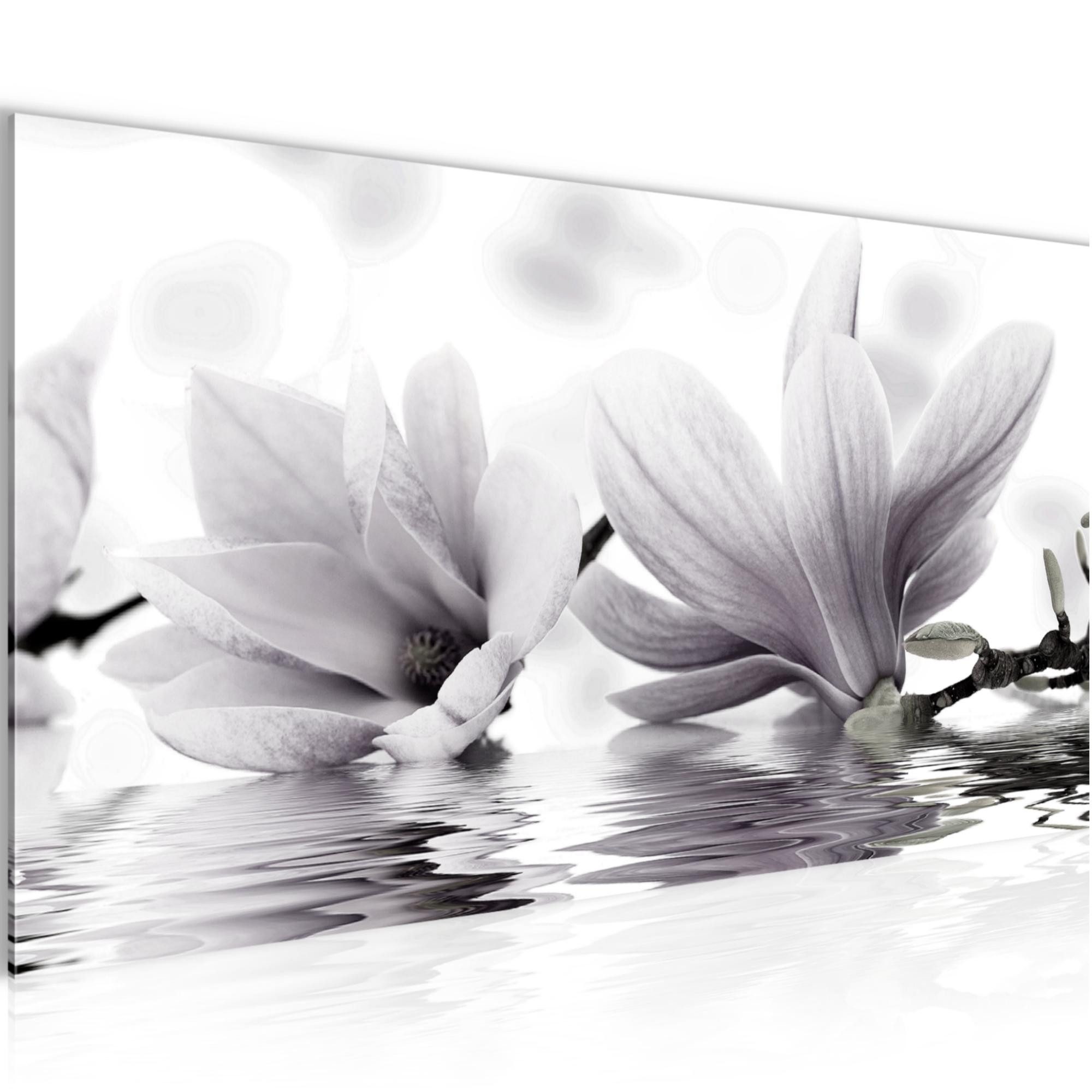 Runa Art Wandbild Blumen Magnolien Modern Bild auf Vlies Leinwand Spa 201812b, 100L x 40B cm