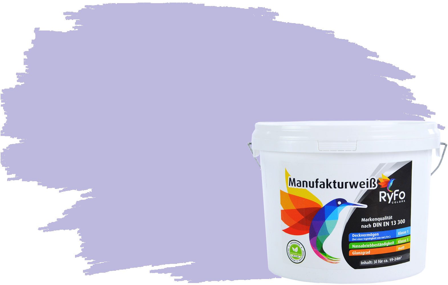 RyFo Colors Wand- und Deckenfarbe Manufakturweiß Violetttöne, 1 L reicht für ca. 8 m², Deckkraft-/Nassabriebklasse 1, matt, atmungsaktiv, für Innenräume