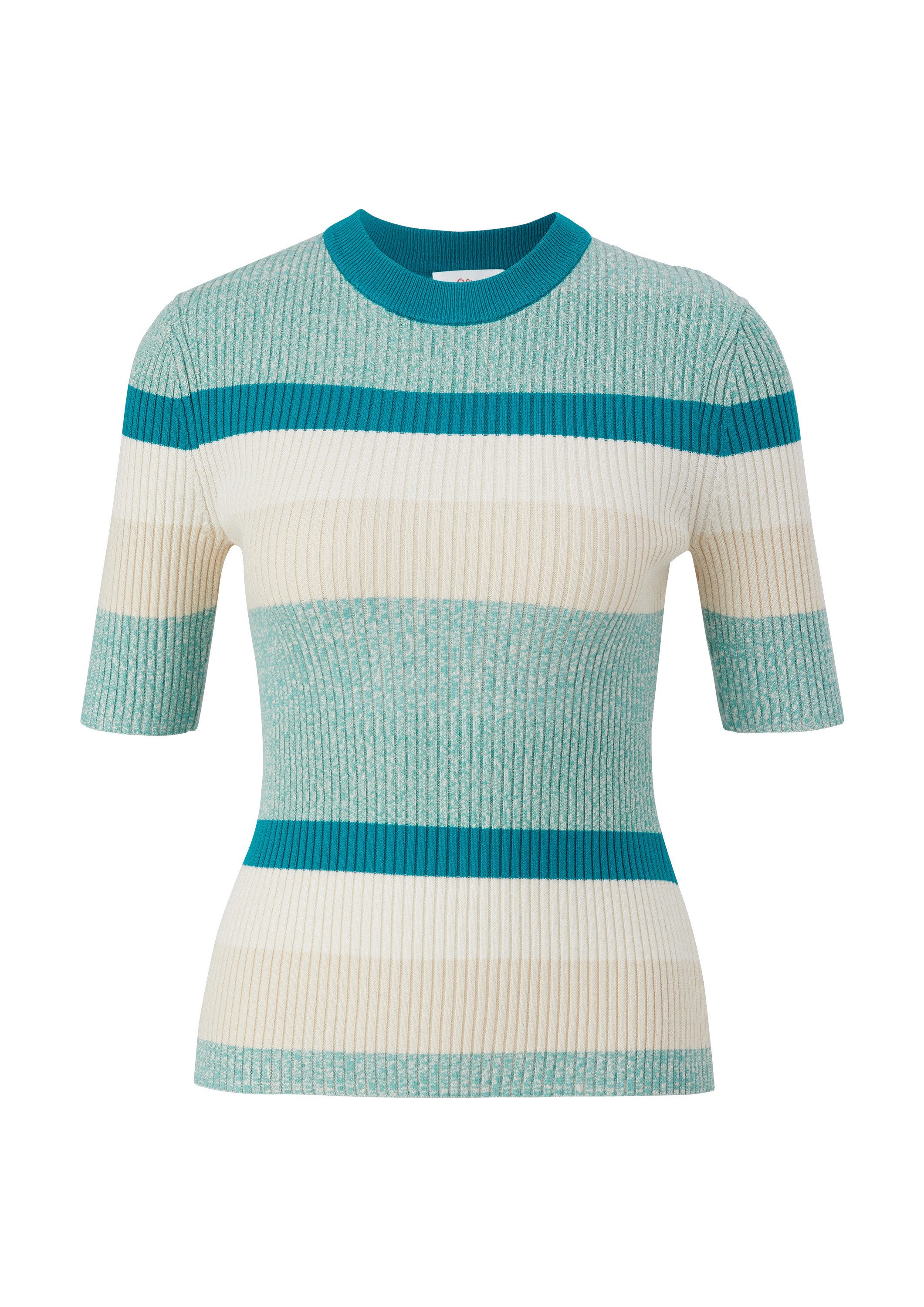s.Oliver Kurzarmpullover Strickpullover Strickshirt mit Rippstruktur günstig online kaufen