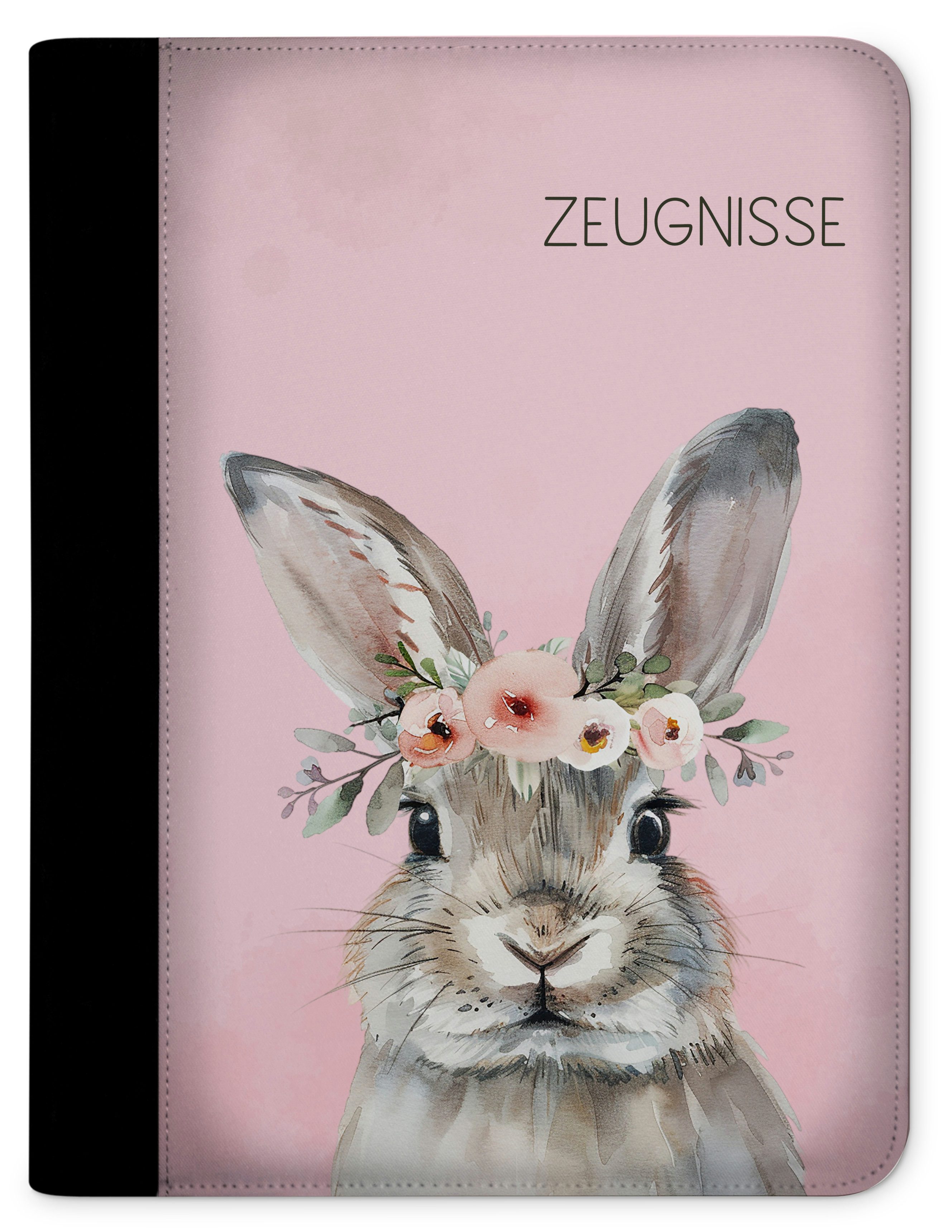 Schreibmappe Kinder Zeugnismappe, Dokumentenmappe, Ordner A4, Hase Blume