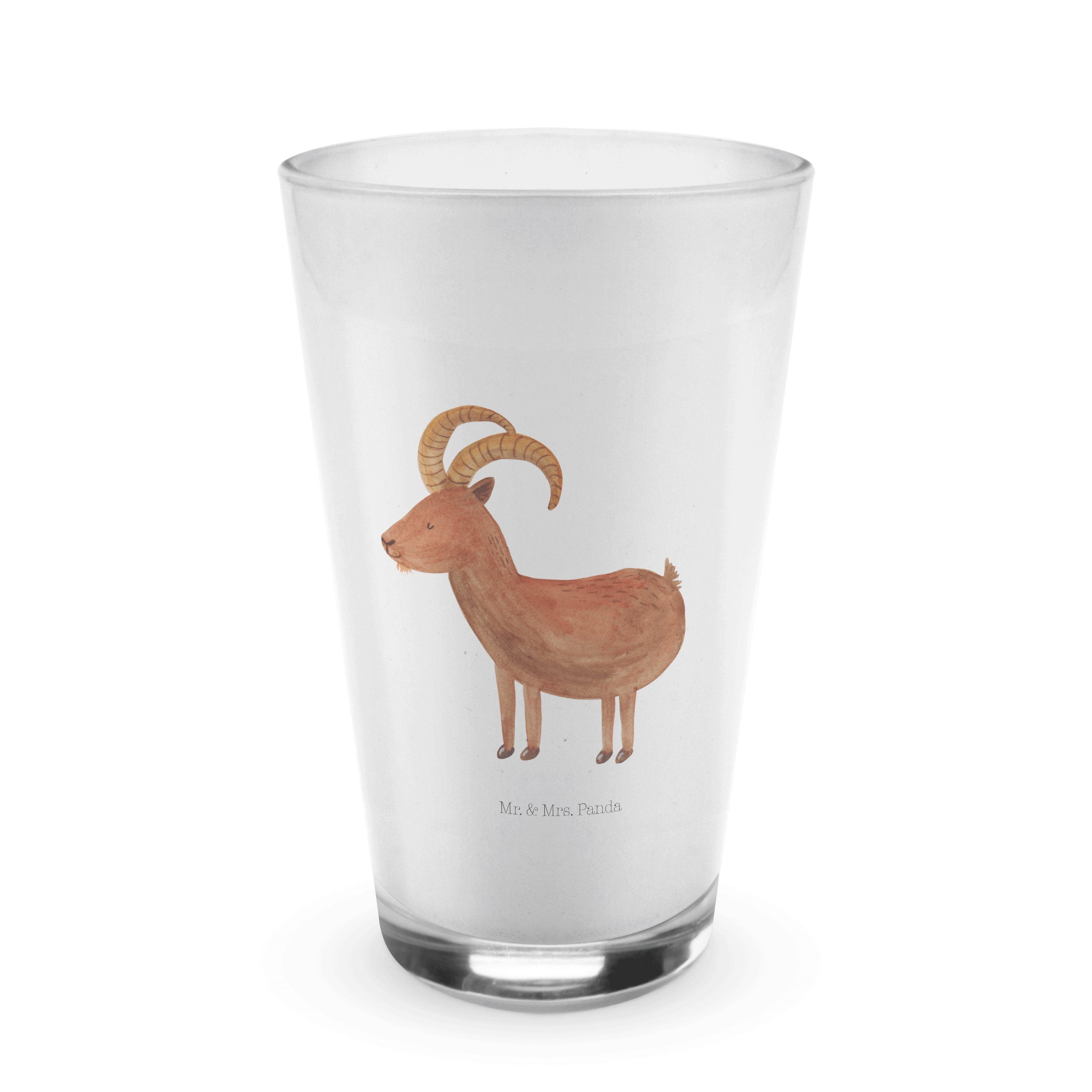 Mr. & Mrs. Panda Glas Sternzeichen Steinbock - Transparent - Geschenk, Cappuccino Glas, Tie, Premium Glas | Gläser