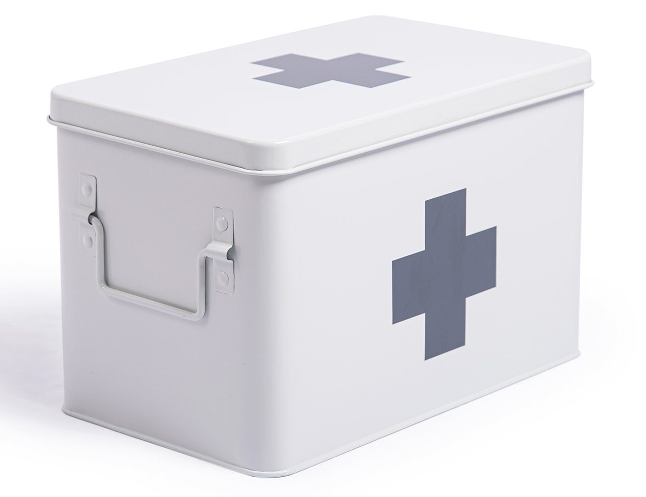 Zedelmaier Vorratsdose Medikamentenbox,Medizin Box Metall,Erste Hilfe Kasten Schrank, (YX1001), Arzneischrank Medizinkoffer Retro, Medizinschränke Weiß-32*19*20cm