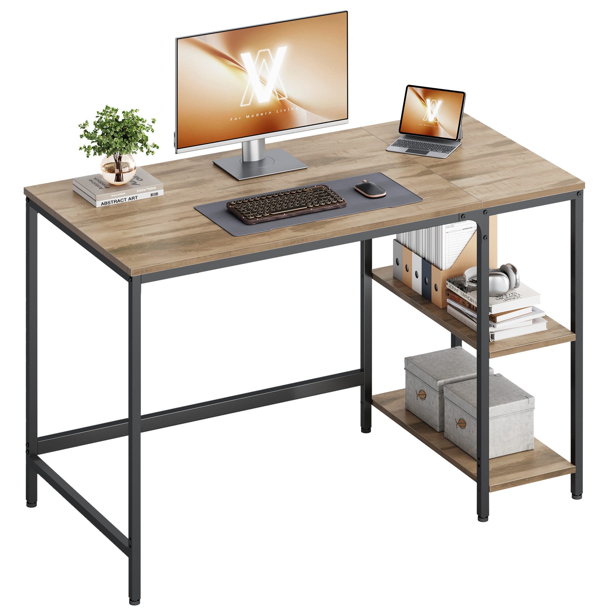 VASAGLE Schreibtisch Computertisch, Tisch, Bürotisch, 100/120/140cm, mit 2 günstig online kaufen