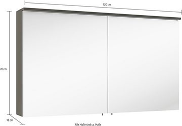 MARLIN Spiegelschrank 3510clarus 120 cm breit, Soft-Close-Funktion, inkl. Beleuchtung, vormontiert