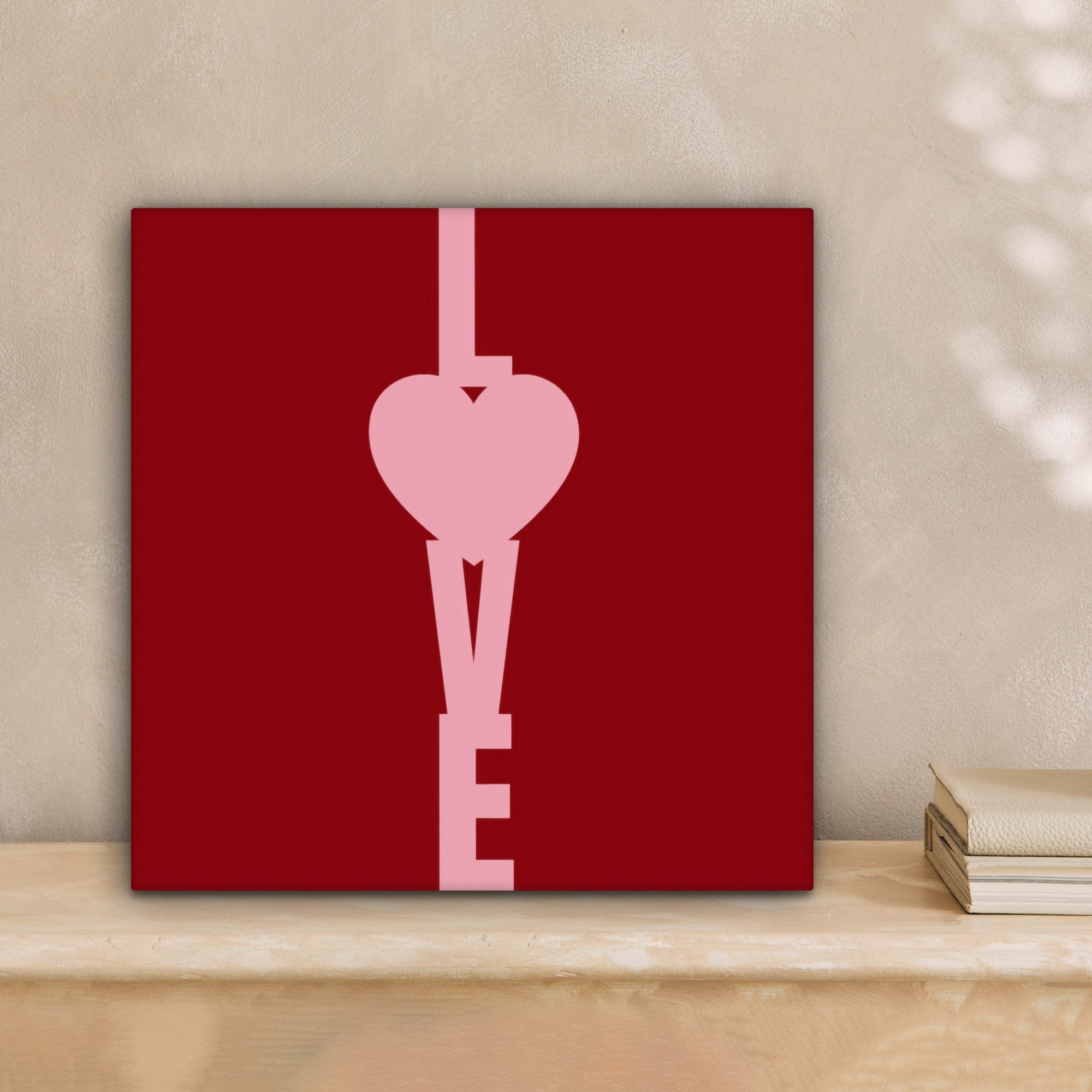 OneMillionCanvasses® Leinwandbild Liebe - Herz - Rot, Fotodruck (1 St), Wandbild, Deko Schlafzimmer Wohnzimmer Flur 20x20 cm
