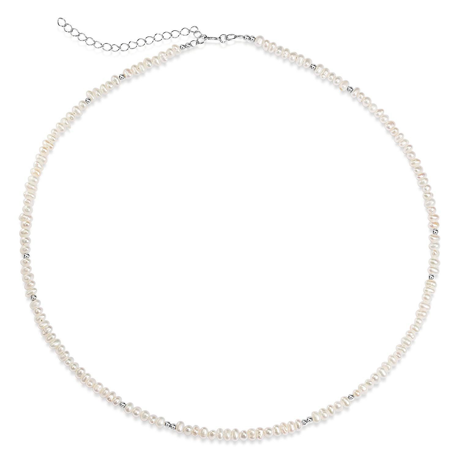 Collier Damen Perlenkette Creme Silber längenverstellbar CO-53