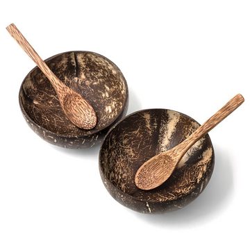 PRECORN Müslischale Coconut Bowl Schüssel 2er/4er Set Vegan Buddha Bowl Smoothie Porridge, (2-tlg)