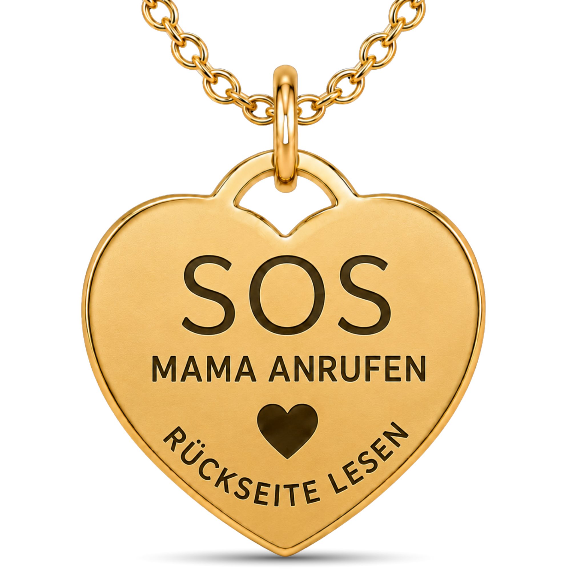 BS Schmuckdesign Kette mit Anhänger mit Gravur Notfallkette Kinder SOS Halskette Kinderkette Telefonnummer Edelstahl (inkl. Gravur), personalisiert inkl. Geschenkbox