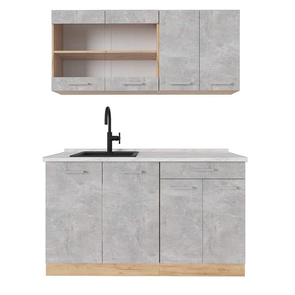 Vicco Küchenzeile R-Line, Beton/Goldkraft Eiche, 140 günstig online kaufen
