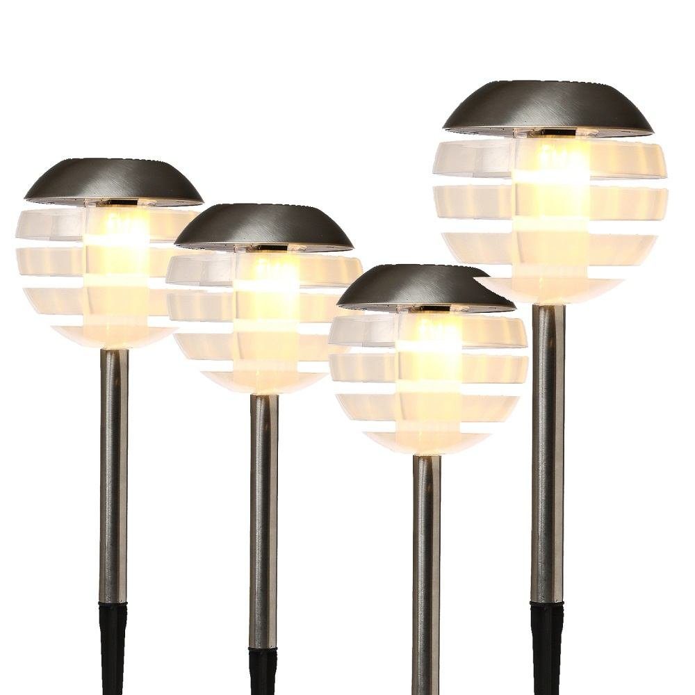 warmweiß LED Set LED 4er Seasonals 1025 Solarleuchte "Ufo" silber Solarstäbe