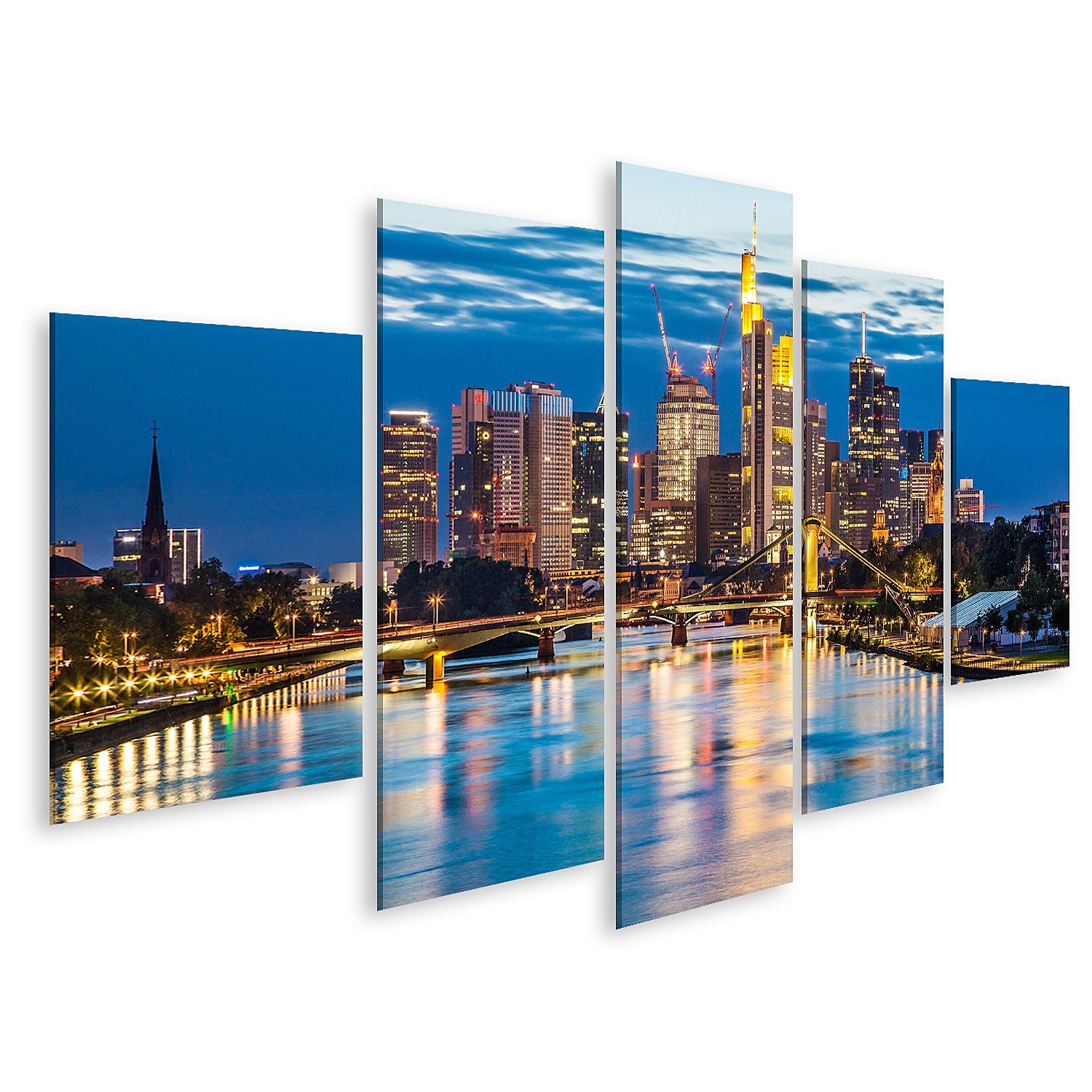 Leinwandbild Bild auf Leinwand Schöne Aussicht auf die Skyline von Frankfurt am Mai