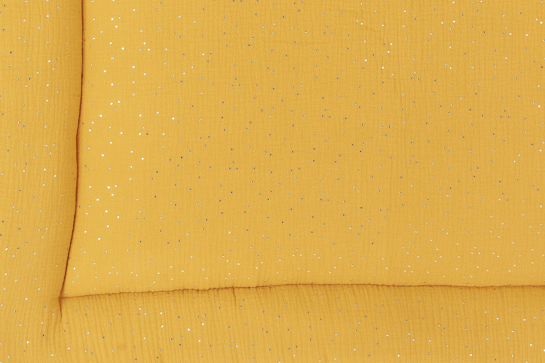 Punkte Musselin Vlies, Innen KraftKids, kuschelige 130 dicke 130 Füllung Baumwolle, Außen goldene cm Gelb, aus 100% Krabbeldecke x auf
