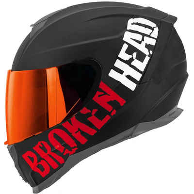 Broken Head Motorradhelm BeProud Sport Rot (Mit Rot Verspiegeltem Visier), Hochwertiges Design