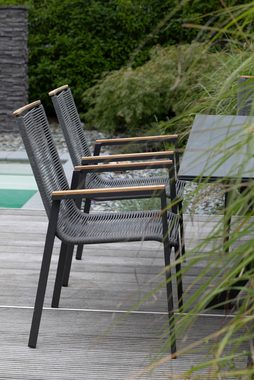 bene living Gartenlounge-Set Gartenmöbelset Tisch Malaga, 4er Set Dining Stapelsessel Alicante Rope, (Gartenmöbelset, 5-tlg), gesinterter Stein (Keramik) - Garten, Terrasse und Balkon