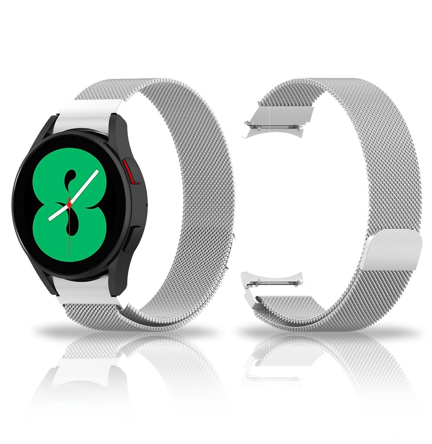 KINSI Smartwatch-Armband Uhrenarmband,Uhrenarmbänder,für Samsung Galaxy Watch5/4,Silber,20mm | Uhrenarmbänder